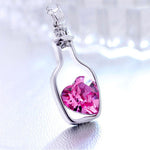 Multi Color Heart In Bottle Crystal Necklace