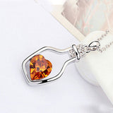 Multi Color Heart In Bottle Crystal Necklace