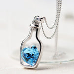 Multi Color Heart In Bottle Crystal Necklace