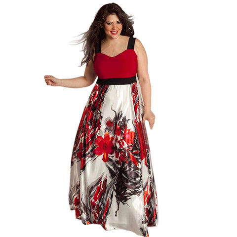 Plus Size Women Floral Printed Long Dress