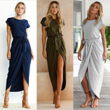 O-neck Sort Sleeve Dress