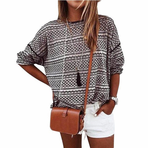 High Quality Women Loose Stripe Blouse