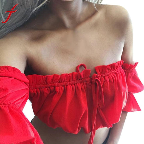Bandage Crop Fashion Off-Shoulder Top