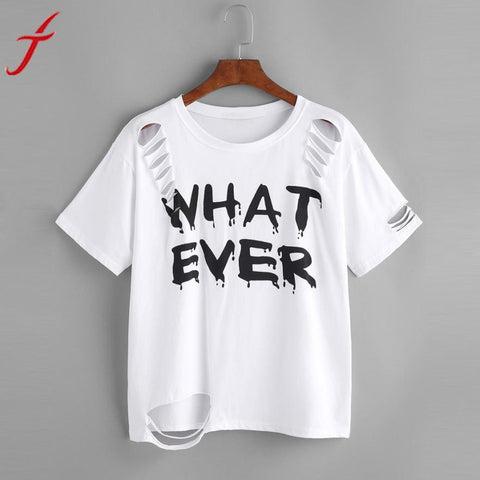 WHAT EVER Printed T-shirt