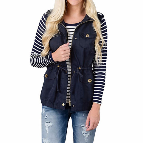 Lightweight Sleeveless Stretchy Jacket with Zipper