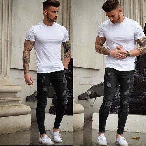 Men's Stretchy Ripped Jeans