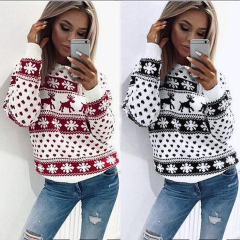 Xmas Floral Print Long Sleeve Blouse