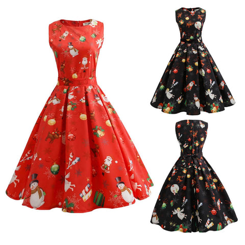 Christmas Print Party Dress