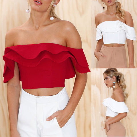 Sexy Ruffle Shirt Off Shoulder