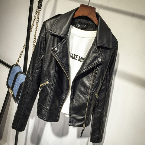 Black Slim PU Leather Jacket
