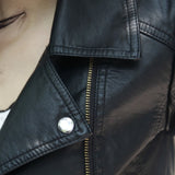 Black Slim PU Leather Jacket