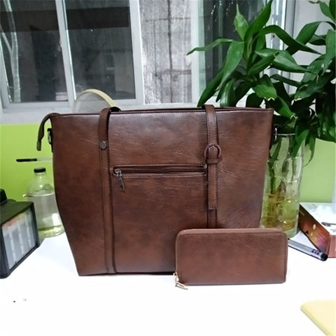 Two-piece Large Capacity PU Shoulder Bag