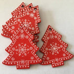 10pcs/set White Red Christmas Tree Wooden Ornaments