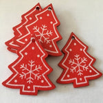 10pcs/set White Red Christmas Tree Wooden Ornaments