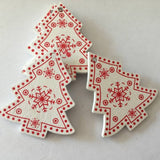 10pcs/set White Red Christmas Tree Wooden Ornaments