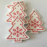 10pcs/set White Red Christmas Tree Wooden Ornaments