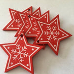 10pcs/set White Red Christmas Tree Wooden Ornaments