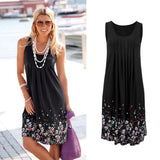 Sleeveless Floral Print Loose Dress Fashion Six Colors Casual Women Dress Robe Femme Ete 2018 Sexy Dress Plus Size S-5XL