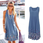 Sleeveless Floral Print Loose Dress Fashion Six Colors Casual Women Dress Robe Femme Ete 2018 Sexy Dress Plus Size S-5XL