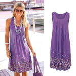 Sleeveless Floral Print Loose Dress Fashion Six Colors Casual Women Dress Robe Femme Ete 2018 Sexy Dress Plus Size S-5XL