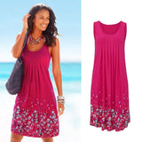Sleeveless Floral Print Loose Dress Fashion Six Colors Casual Women Dress Robe Femme Ete 2018 Sexy Dress Plus Size S-5XL