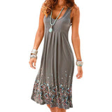 Sleeveless Floral Print Loose Dress Fashion Six Colors Casual Women Dress Robe Femme Ete 2018 Sexy Dress Plus Size S-5XL
