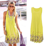 Sleeveless Floral Print Loose Dress Fashion Six Colors Casual Women Dress Robe Femme Ete 2018 Sexy Dress Plus Size S-5XL