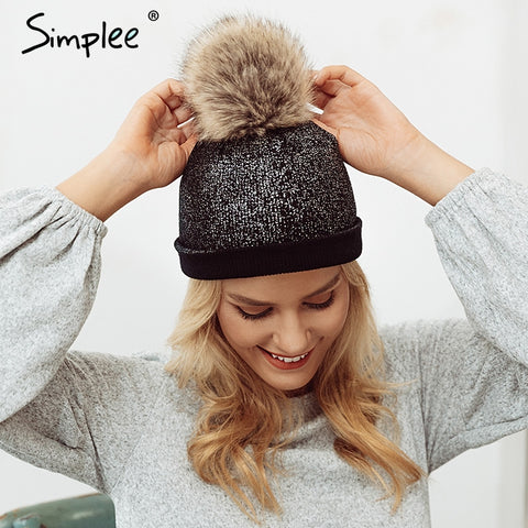 Fur Ball Knitted Hats