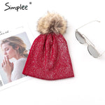 Fur Ball Knitted Hats