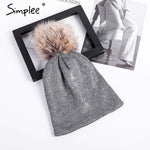 Fur Ball Knitted Hats
